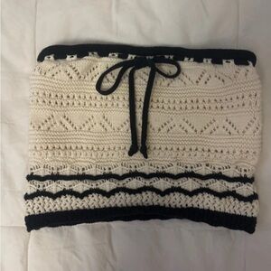 Cream and Black Crochet Tube Top